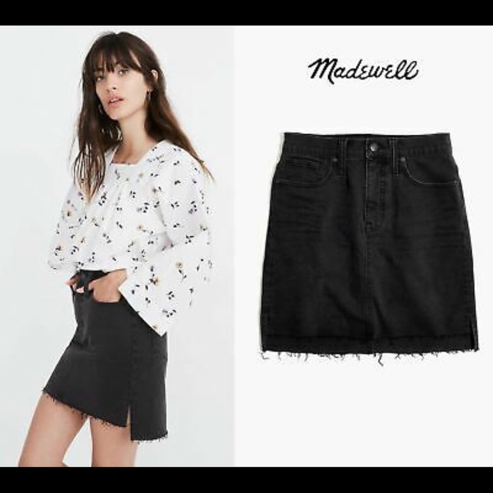 Madewell Black Denim mini Skirt